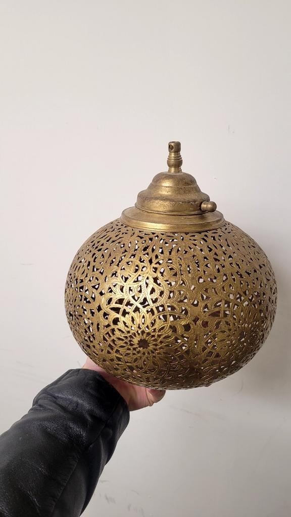 Handgemaakte Marokkaanse Lamp - Ø 21cm, Marokkaans, Nieuw, Ophalen of Verzenden, Metaal