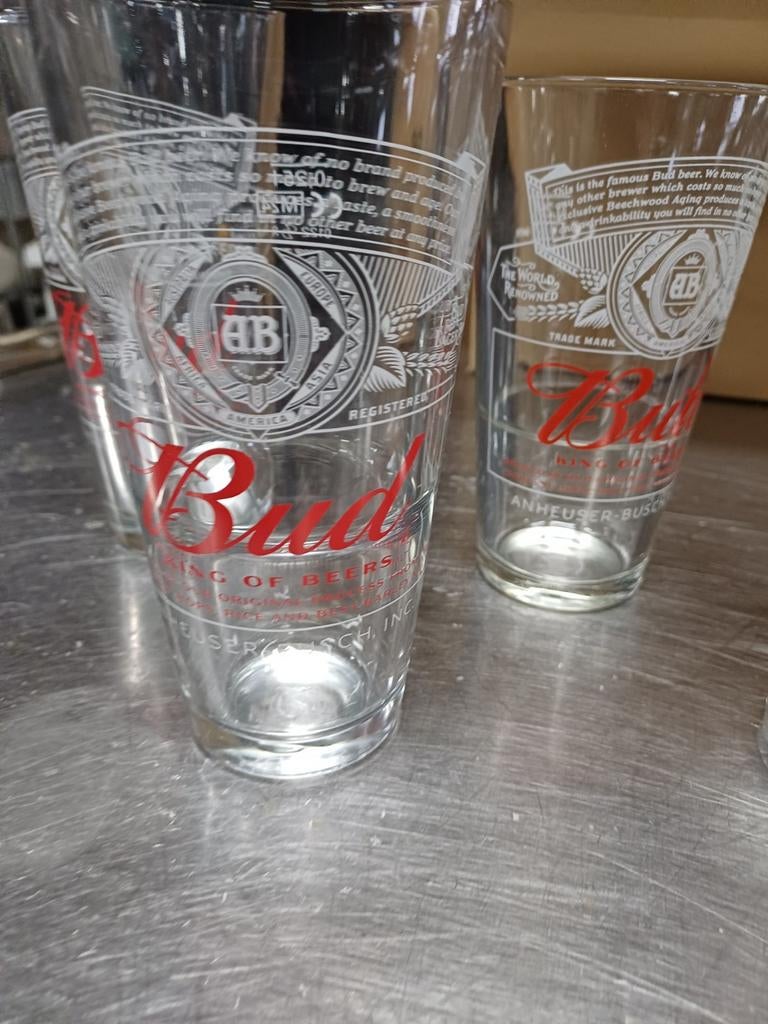 bierglas bud bud bierglas bier glas bud nieuwe, Verzamelen, Ophalen of Verzenden, Nieuw, Glas of Glazen, Overige merken