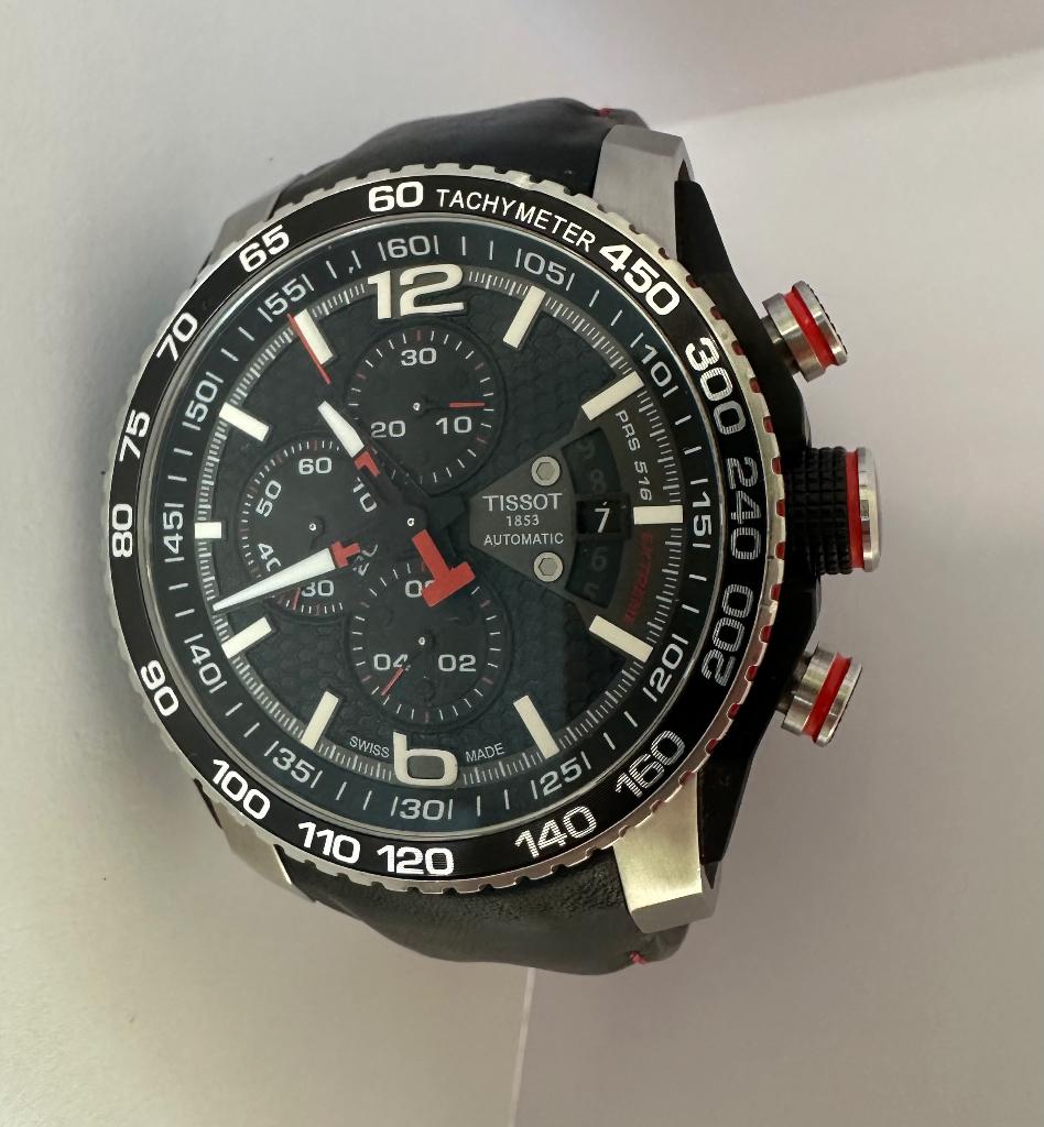 Tissot PRS 516 chronograph extreme automatic, Overige merken, Leer, Staal, Polshorloge