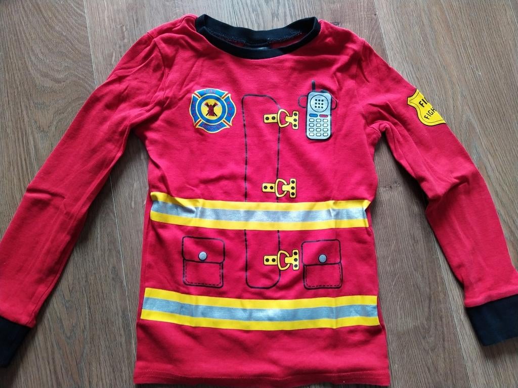 Brandweerman  pyjama  maat 122 - 128, Kinderen en Baby's, Ophalen of Verzenden, Gebruikt, Jongen of Meisje, Nacht- of Onderkleding