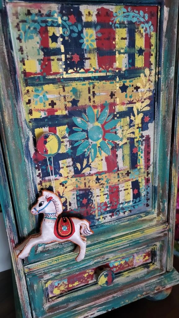 Mexicaans/Folk Art/Kastje/Kast/Boho, Antiek en Kunst, Curiosa en Brocante, Ophalen