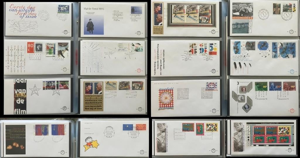 FDC jaargang 1995 totaal 16 enveloppen E331 - E343, Verzenden, Onbeschreven, Nederland