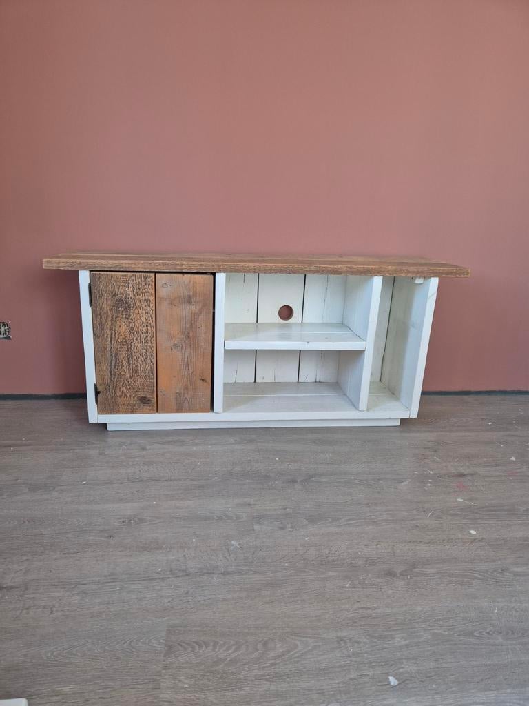 Handgemaakt TV Meubel, Ophalen, Gebruikt, 100 tot 150 cm, Landelijk