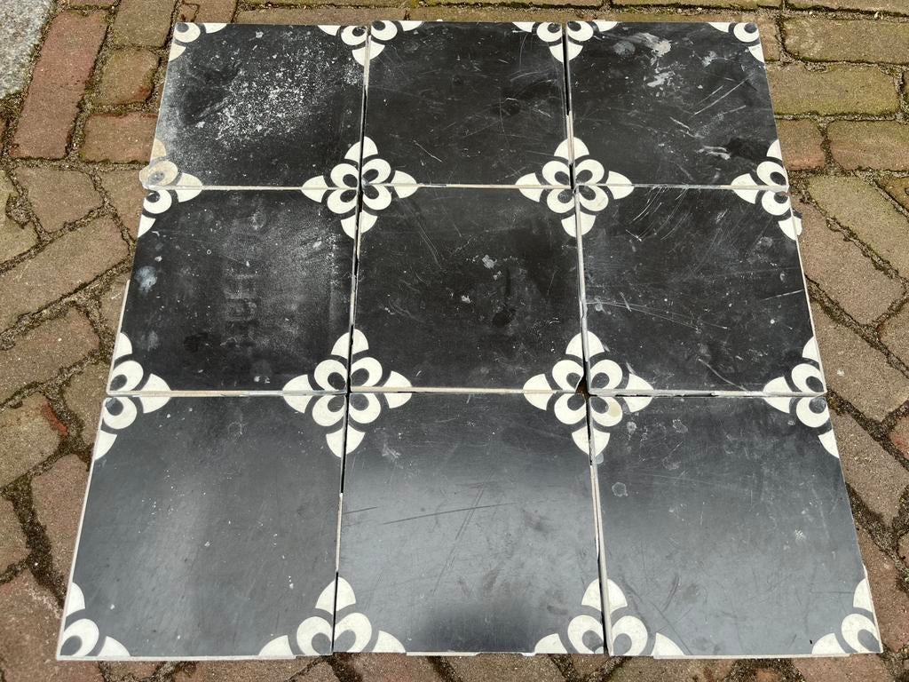 Portugese cement tegels, gebruikt, 40 stuks 20x20 cm., Ophalen, Keramiek, Zo goed als nieuw, Minder dan 5 m²