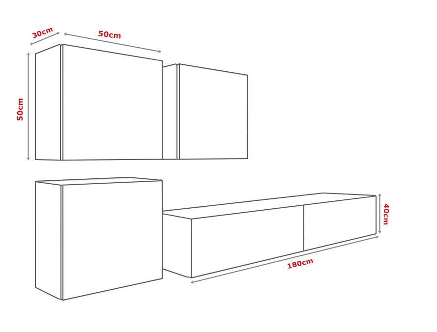 Compleet zwevend tv-wandmeubel Wit / Hoogglans grijs NIEUW, Overige materialen, 150 tot 200 cm, Nieuw, Ophalen of Verzenden
