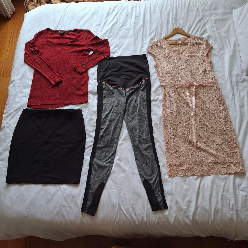 4 delige set positie kleding maat M/L, Kleding | Dames, Positiekleding, Ophalen of Verzenden, Zo goed als nieuw, Zwart, Jurk