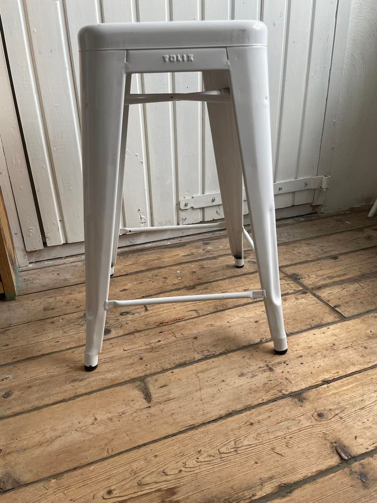Originele Tolix kruk - 60 cm - Wit, Gebruikt, Wit, Ophalen of Verzenden, Metaal