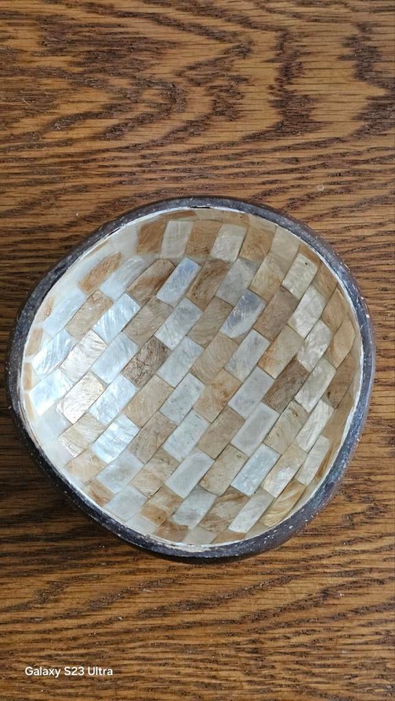 Kokosnootschaaltje met Parelmoer Mozaïek, Ophalen of Verzenden