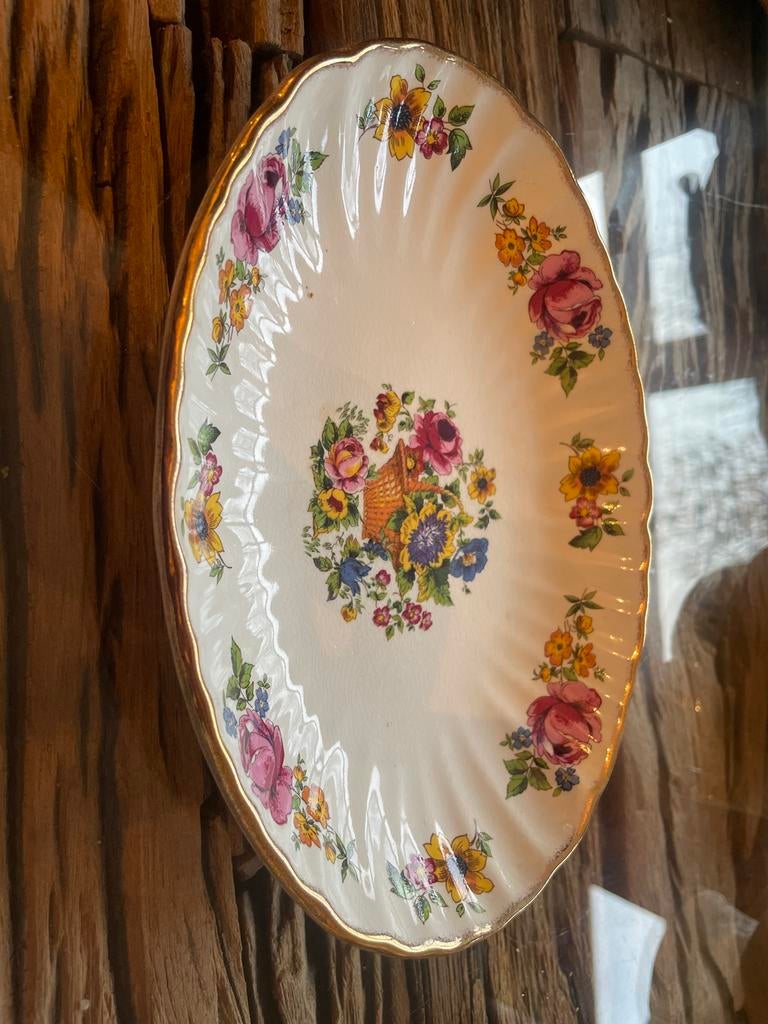 Vintage Aynsley bord met bloemmotief, Ophalen of Verzenden