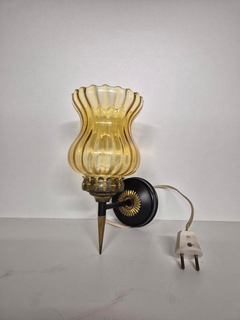Jaren 50 Italiaanse wandlamp, Huis en Inrichting, Lampen | Wandlampen, Ophalen of Verzenden, Zo goed als nieuw, Glas