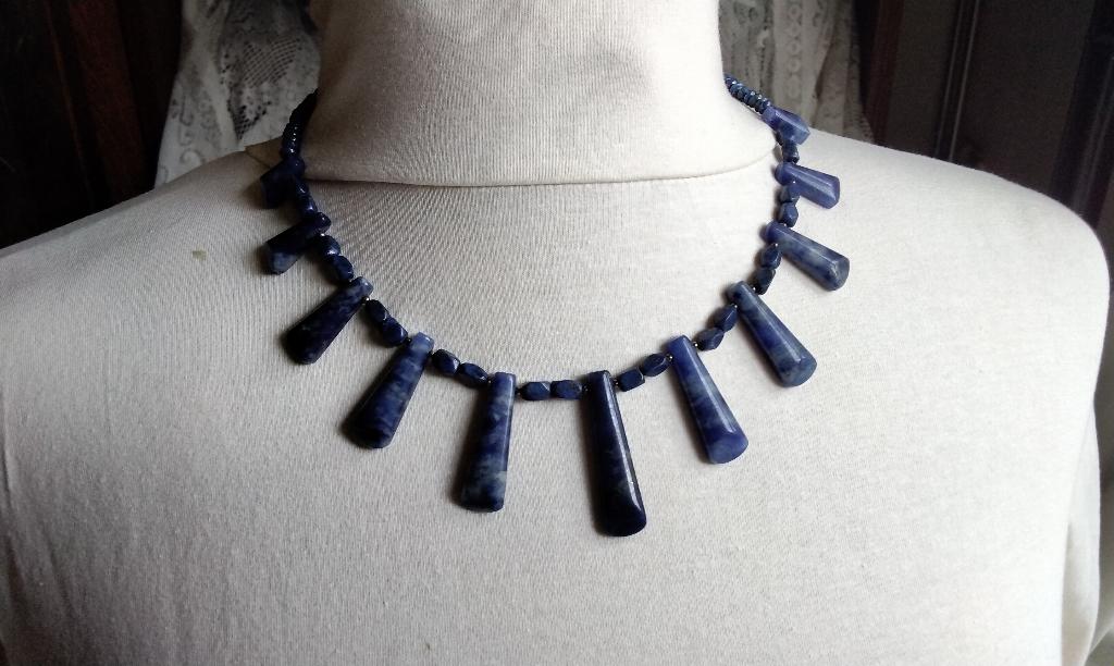 Uniek Sodaliet Lapis Lazuli Blauwe Ketting 925 zilver, Ophalen, Blauw, Nieuw, Steen of Mineraal