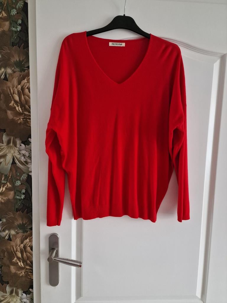 Mooi rood v hals shirt, Kleding | Dames, Ophalen of Verzenden, Zo goed als nieuw, Rood, Shirt of Top