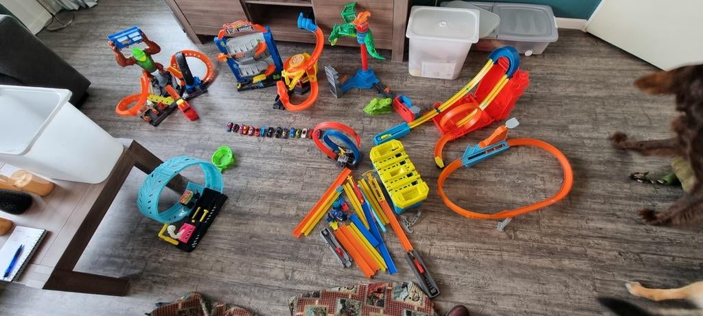 Hotwheels banen collectie met extra's!, Ophalen, Hot Wheels, Handmatig, Met looping