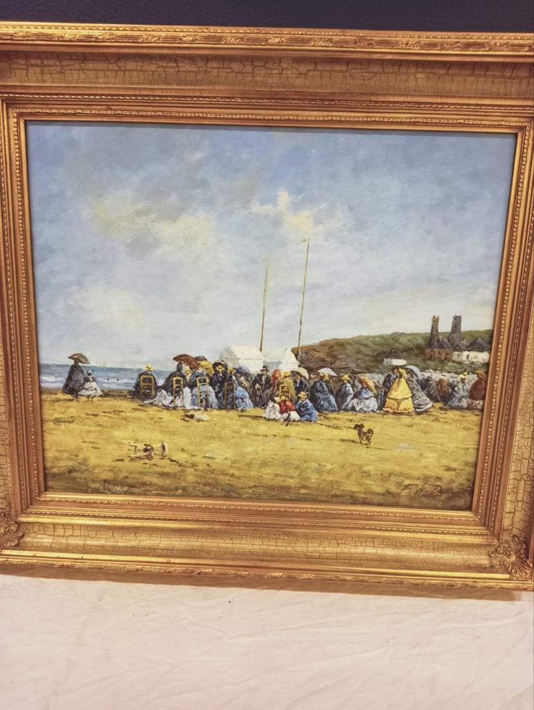 Schilderij met strandtafereel, Antiek en Kunst, Ophalen
