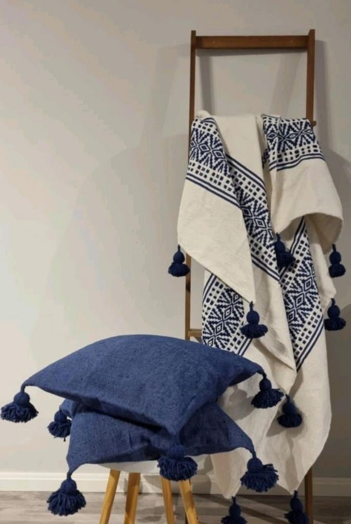 1 persoons Bedsprei blauw met 2 kussenhoezen, Huis en Inrichting, Woonaccessoires | Plaids en Woondekens, Verzenden, Nieuw