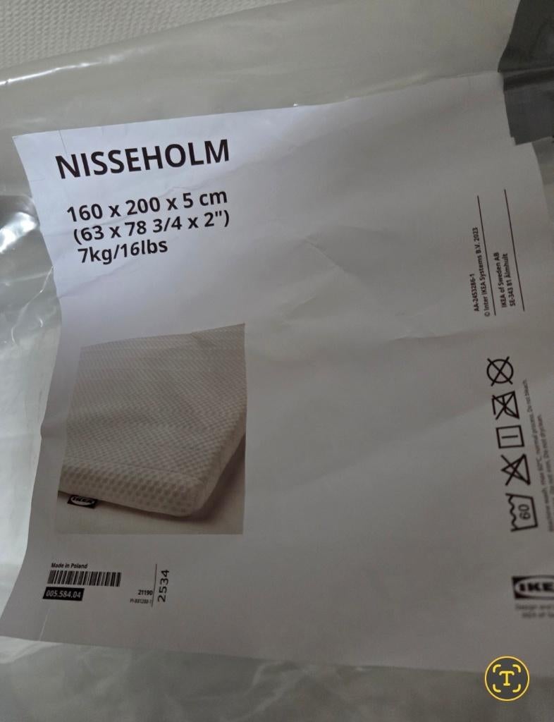 Nieuw Topdek  ikea, Huis en Inrichting, Slaapkamer | Matrassen en Bedbodems, Ophalen, Matras, 200 cm, 160 cm