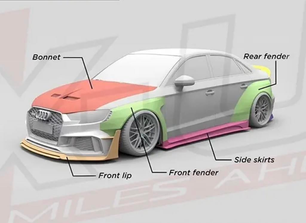 Widebody kit A3/S3/RS3, Ophalen, Voor, Nieuw, Audi
