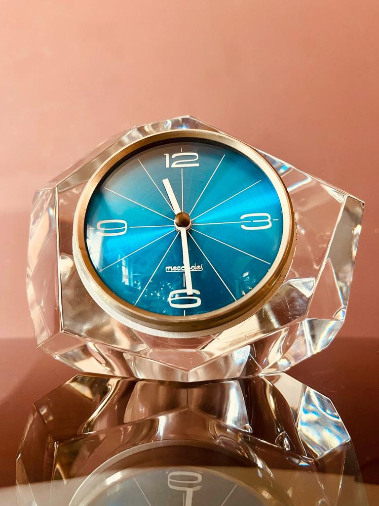 Mercedes jaren “70 kristalglazen klok, Huis en Inrichting, Woonaccessoires | Klokken, Ophalen of Verzenden
