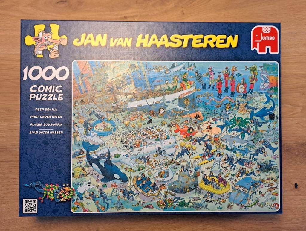 Jan van Haasteren puzzel 1000 stukjes Pret Onder Water, Ophalen of Verzenden, 500 t/m 1500 stukjes, Zo goed als nieuw