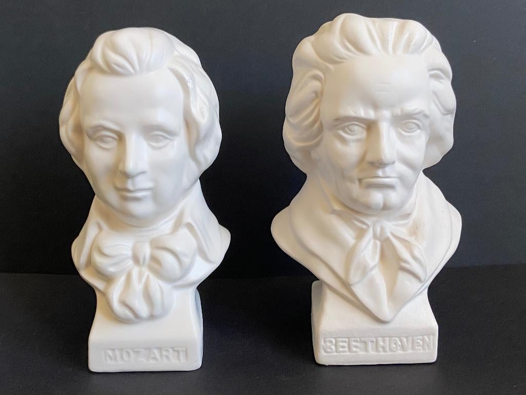 Buste beeldje Mozart en Beethoven 15 cm, Ophalen of Verzenden, Gebruikt