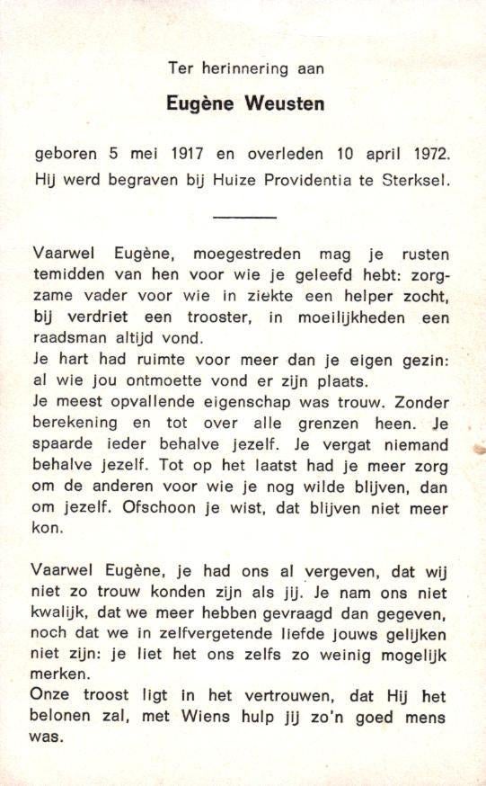 Weusten Eugène Langerak 1917-1972 Sterksel, Verzamelen, Ophalen of Verzenden