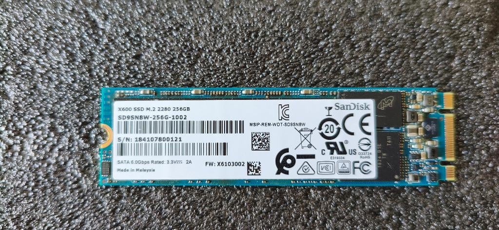 Sandisk 256gb x600 m.2 ssd, Gebruikt, Info@sandisk.nl, Schiphol Boulevard 359, 1118BJ Schiphol, Laptop