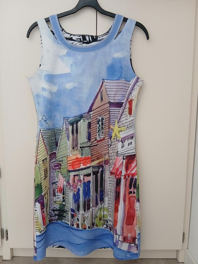 Schitterend reversibel zomerjurkje van Lizzy & Coco maat L, Wit, Maat 42/44 (L), Ophalen of Verzenden, Knielengte