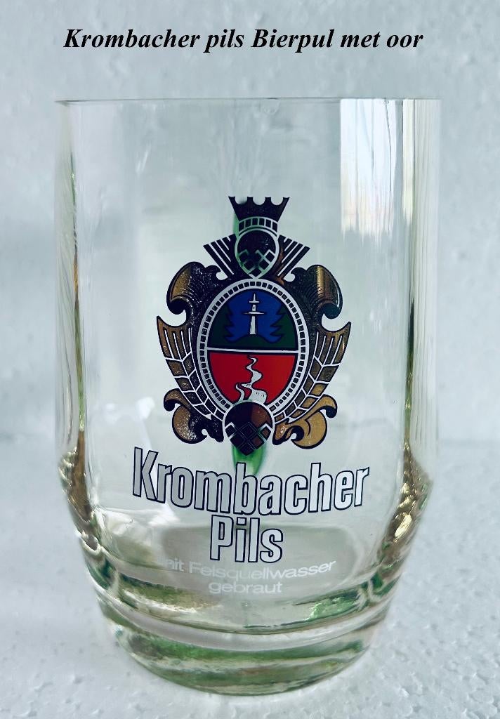 Krombacher Pils Bierpul (1970) 0,5 L glas Bierkrug, Verzamelen, Biermerken, Ophalen, Zo goed als nieuw, Pul(len), Overige merken