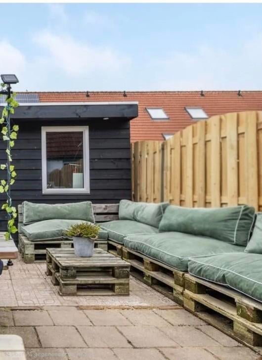 Set van 4 groene palletkussens (zit- en rugkussens), Ophalen