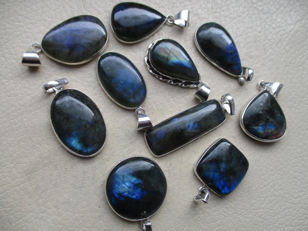 partij mix madagascar labradoriet natuursteen hangers mix 6, Overige kleuren, Nieuw, Ophalen of Verzenden, Met edelsteen