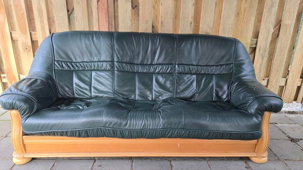 3 persoons bankstel leer ., Huis en Inrichting, Banken | Bankstellen, Gebruikt, Driepersoons, Ophalen of Verzenden, Leer