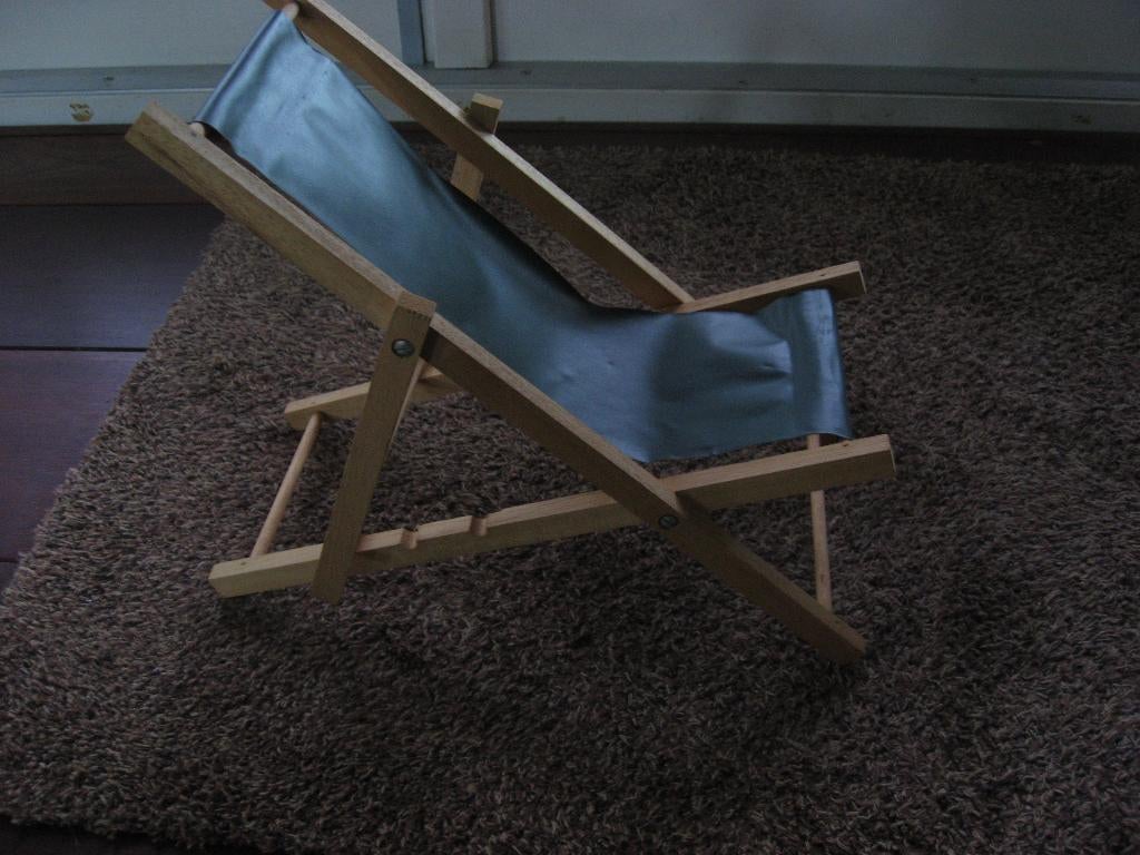 mooie oude verstelbare inklapbare poppen strandstoel, Verzenden, Nieuw, Accessoires
