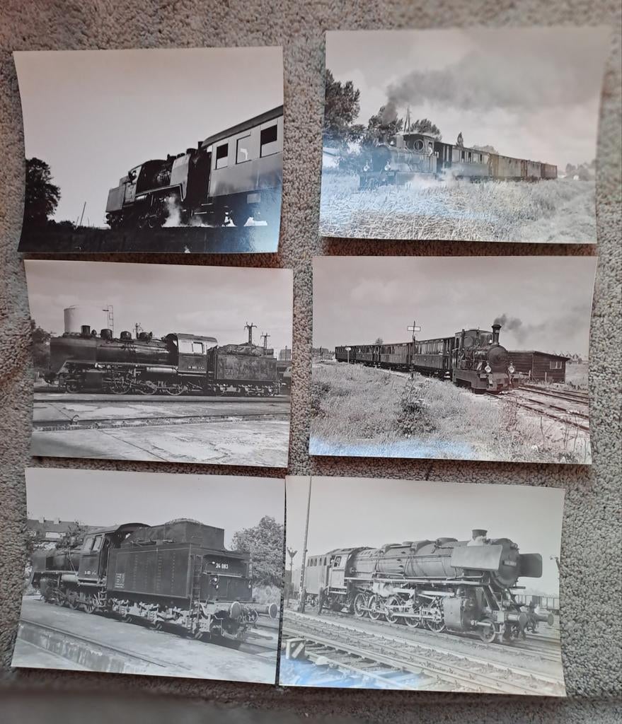 36 Zwart-Wit Foto's SET 3 Oude Treinen, Ophalen of Verzenden, Gebruikt, Trein