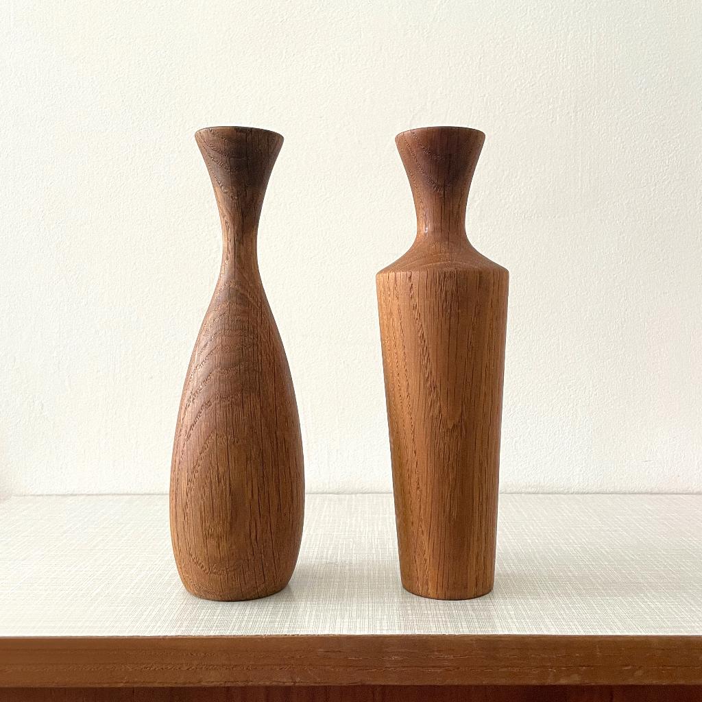 Deens vintage design KANDELAARS teak Mid Century Modern, Gebruikt, Bruin, Ophalen of Verzenden, Hout