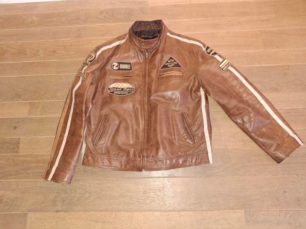 Leren bikerjas 3XL, Bruin, Superior, Maat 56/58 (XL), Ophalen of Verzenden