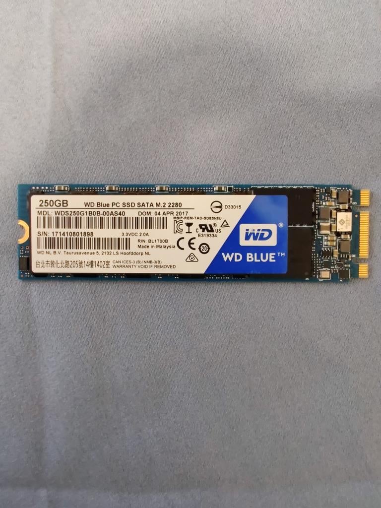 WD Blue PC SSD SATA M.2 2280 250GB, Computers en Software, Harde schijven, Intern, Zo goed als nieuw, Laptop, SSD