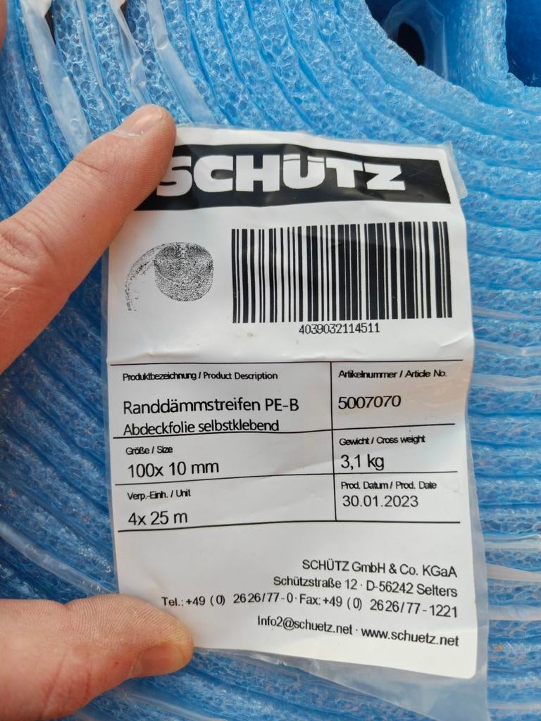 Randisolatie PE-B zelfklevend 2x 25m, Doe-het-zelf en Verbouw, Overige materialen, Nieuw, 15 m² of meer, Ophalen