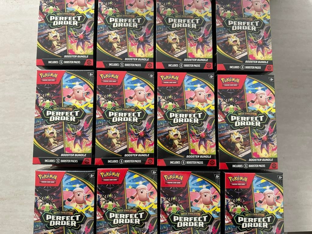 10 x Pokémon Mega Evolutions Perfect Order Booster Bundle, Ophalen of Verzenden, Nieuw, Meerdere kaarten, Foil