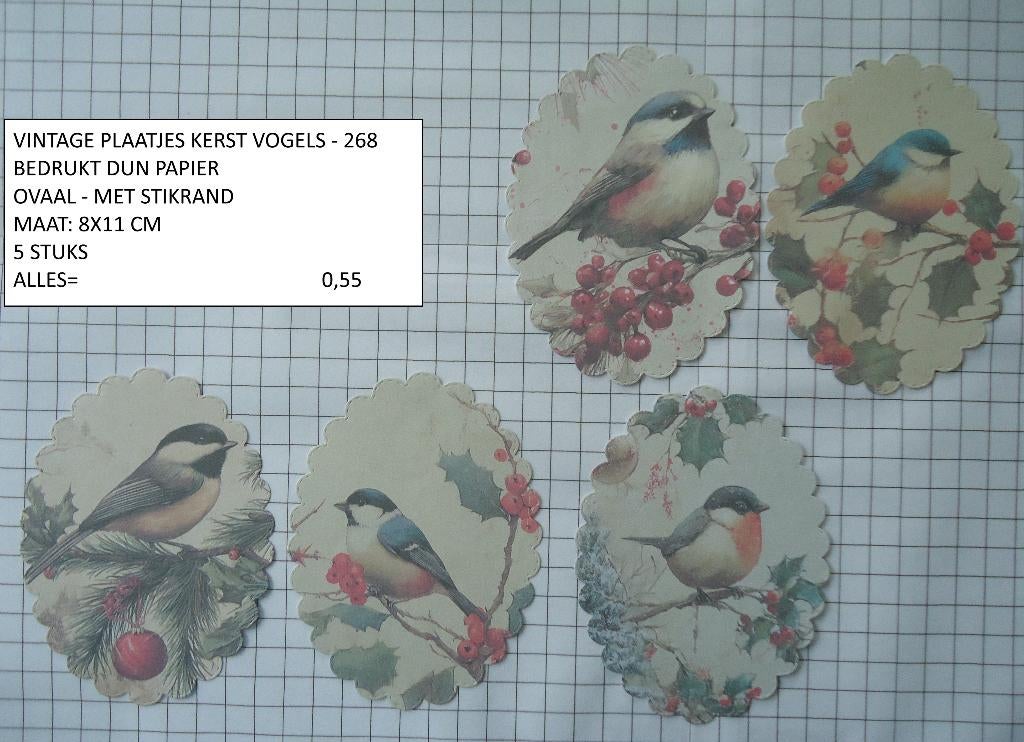 ⚠️nu 0,25: vintage plaatjes kerst vogel 268 ( alleen verzend, Hobby en Vrije tijd, Kaarten | Zelf maken, Ophalen, Nieuw, Kerst