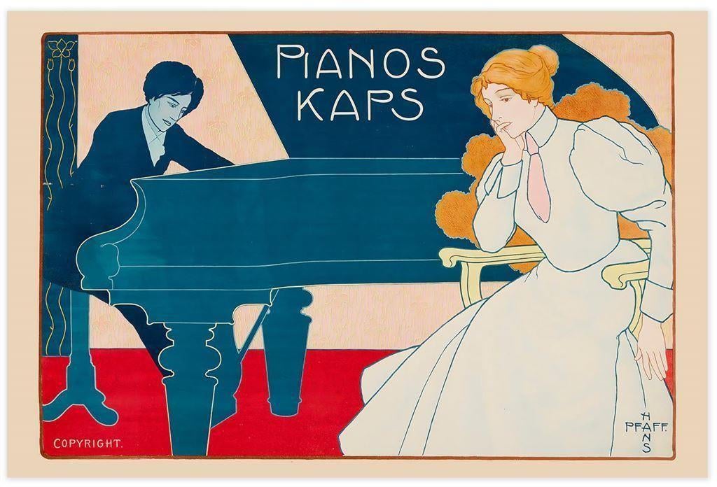 stijlvol PIANO Art Deco Reclame Poster affiche, Verzamelen, Posters, Nieuw, Film en Tv, A1 t/m A3, Ophalen of Verzenden