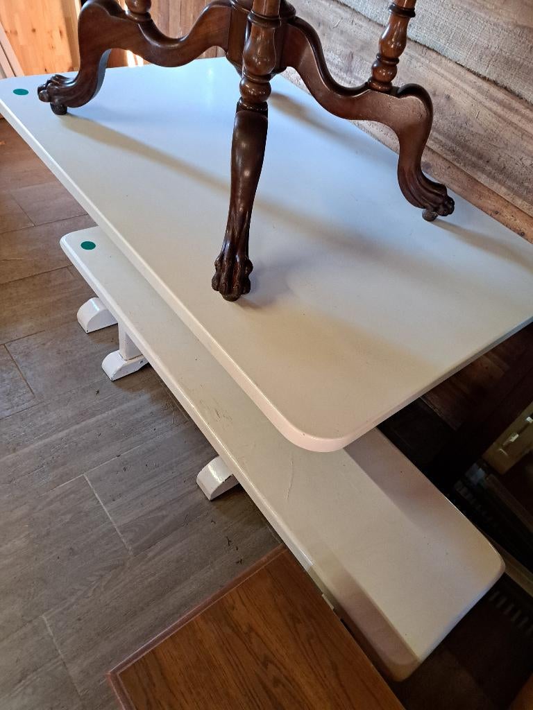 massief eiken eetkamertafel te koop., Ophalen, Gebruikt, 200 cm of meer, 50 tot 100 cm