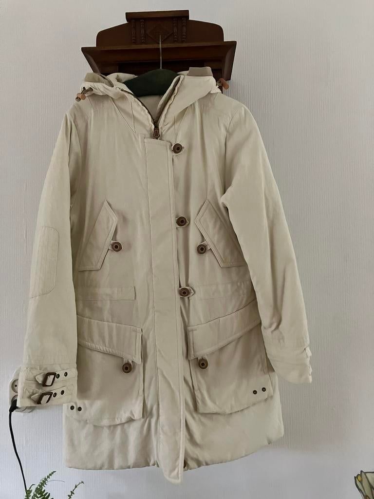 Luhta creme warm gevoerde winterjas met capuchon L izgs, Ophalen of Verzenden, Gedragen, Maat 42/44 (L), Overige kleuren