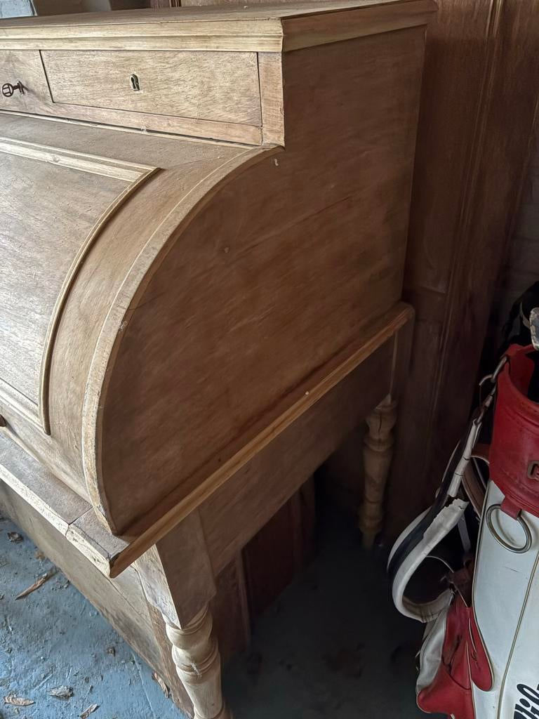 Antiek Rolluik Bureau - Goede staat, onbehandeld hout, Huis en Inrichting, Bureaus, Ophalen, Zo goed als nieuw