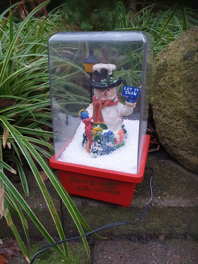 Sneeuwpop in stolp/sneeuwpop met opblaas/bewegend sneeuw ️, Diversen, Kerst, Ophalen of Verzenden, Gebruikt