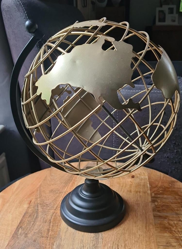 Decoratieve Wereldbol Goudkleurig Metaal, Ophalen of Verzenden, Zo goed als nieuw