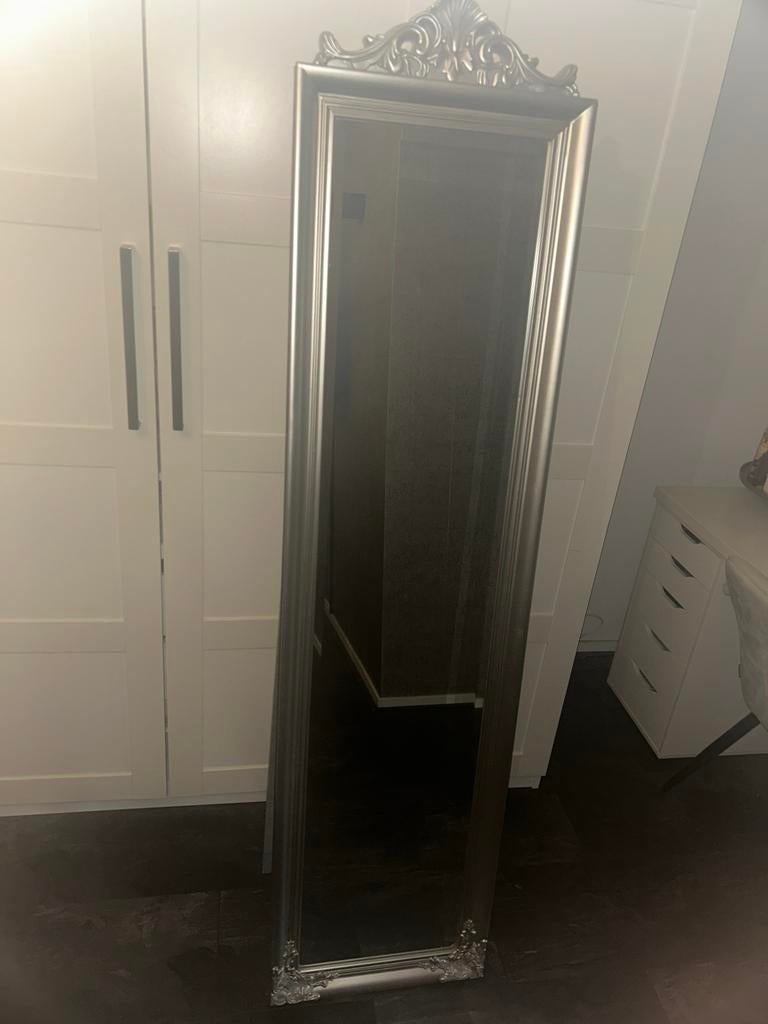 Brocante lange staande spiegel, ook voor aan de muur, Minder dan 50 cm, Gebruikt, Ophalen of Verzenden, 150 tot 200 cm