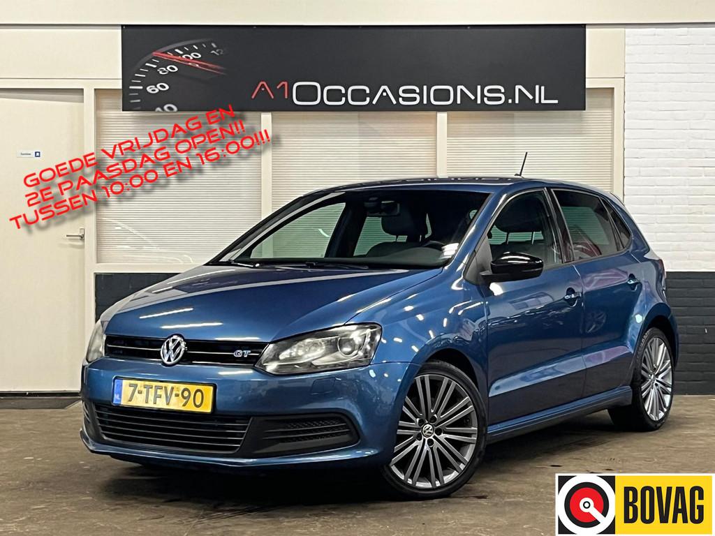 Volkswagen Polo 1.4 TSI BlueGT + NAVI (bj 2014), Euro 5, 4 cilinders, Blauw, Leder en Stof