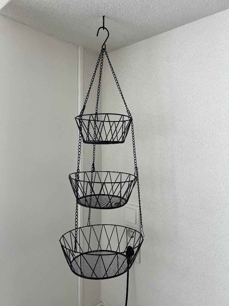 Fruitmand hangend 3 laags, Overige materialen, Mand, Rond, Ophalen of Verzenden