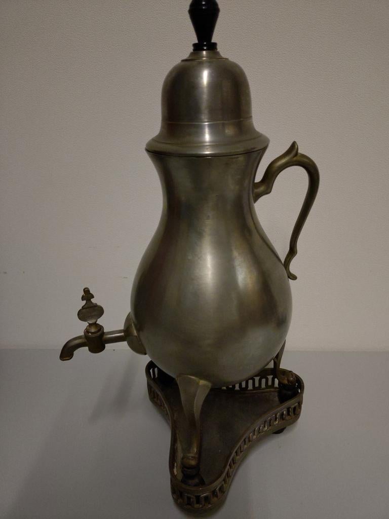 Antieke tinnen kraantjes kan met kraan en standaard, Ophalen of Verzenden