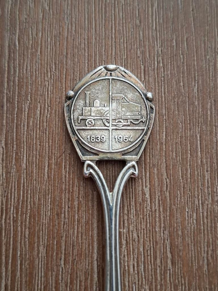 Oud verzilverd lepeltje 125 jaar NS Trein, Ophalen of Verzenden